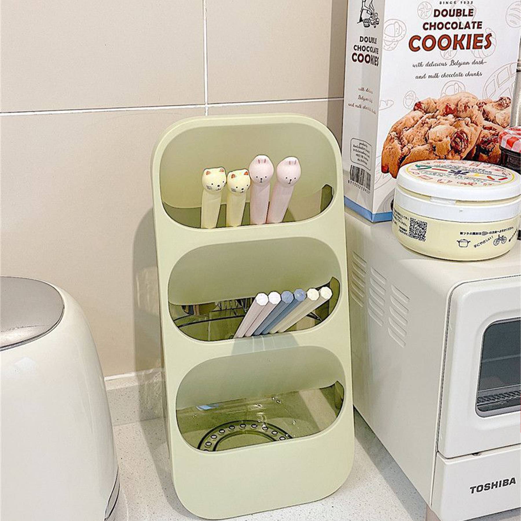 Plastic Three-tiered diagonal chopstick storage rack 8