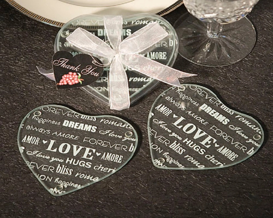 Heart Shaped Glass Coaster Favors 2