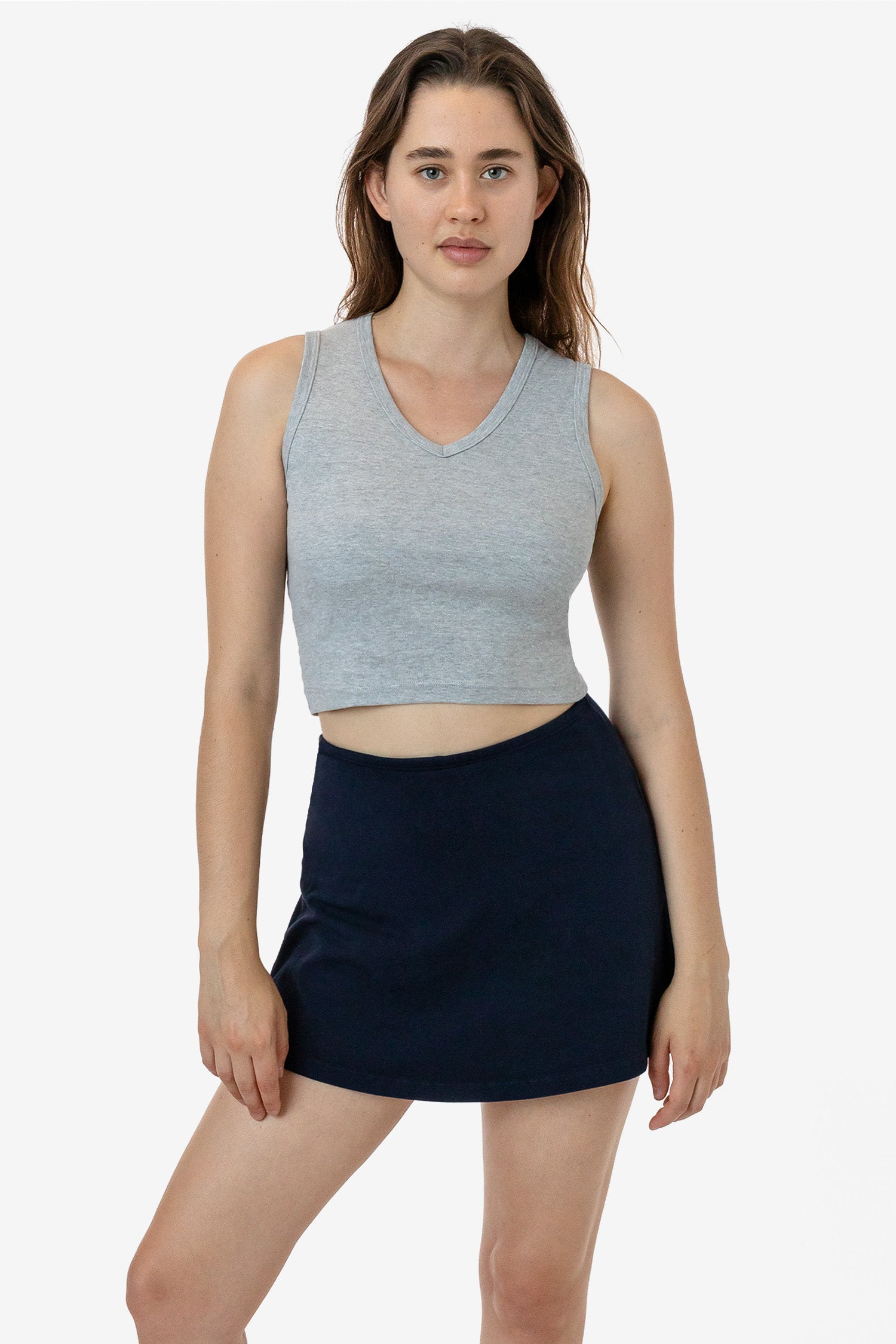BABY RIB SLEEVELESS V-NECK CROP TANK 5