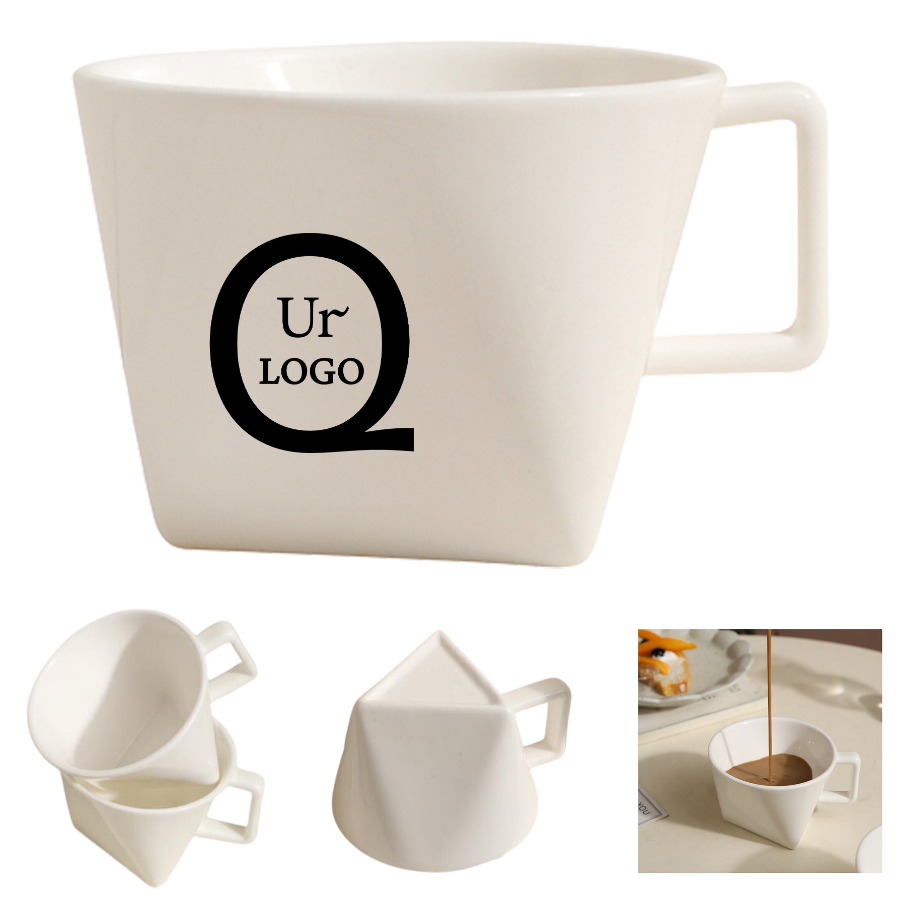 6.4Oz Triangular Ceramic Mug