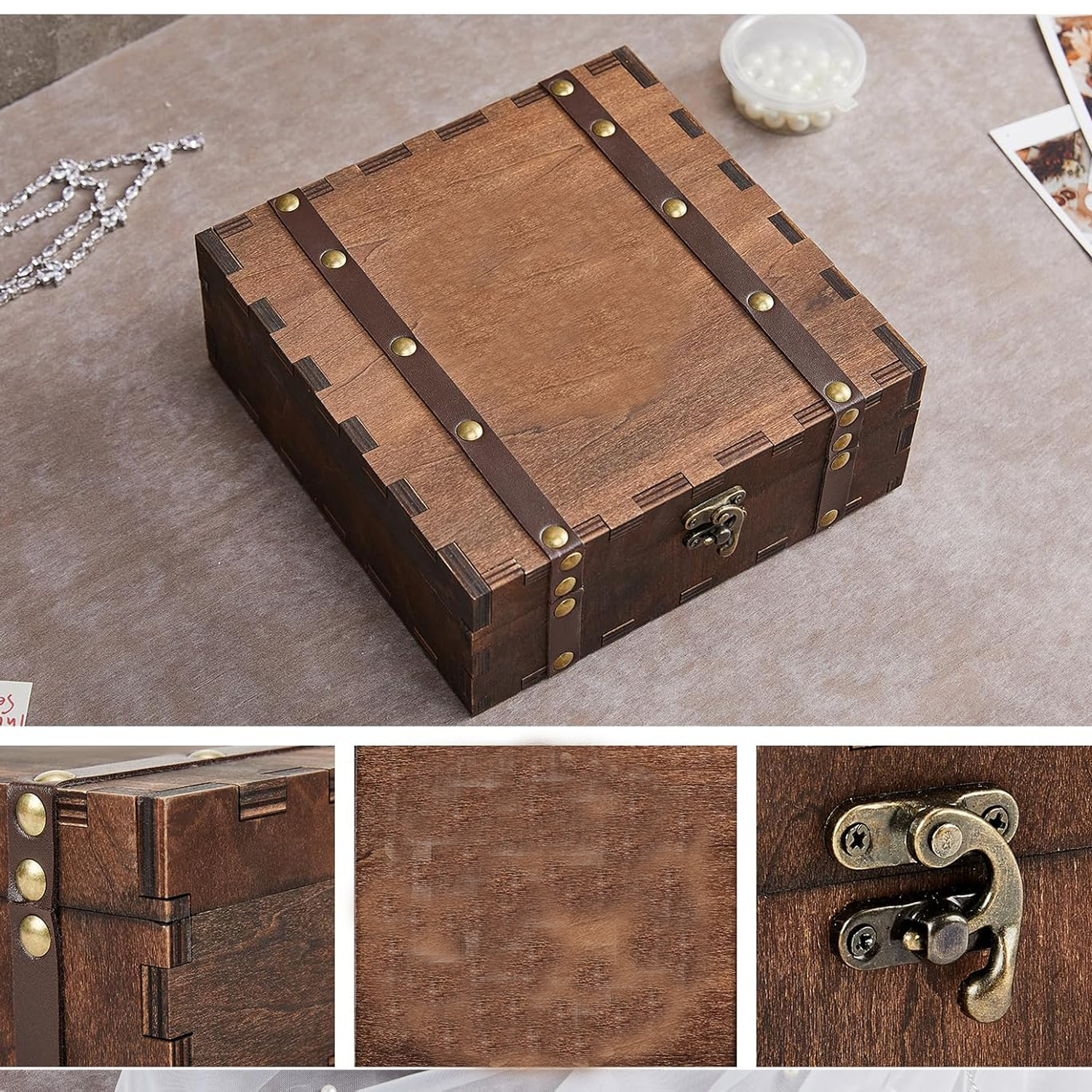 Wooden Square Keepsake Box w/ Lid 5