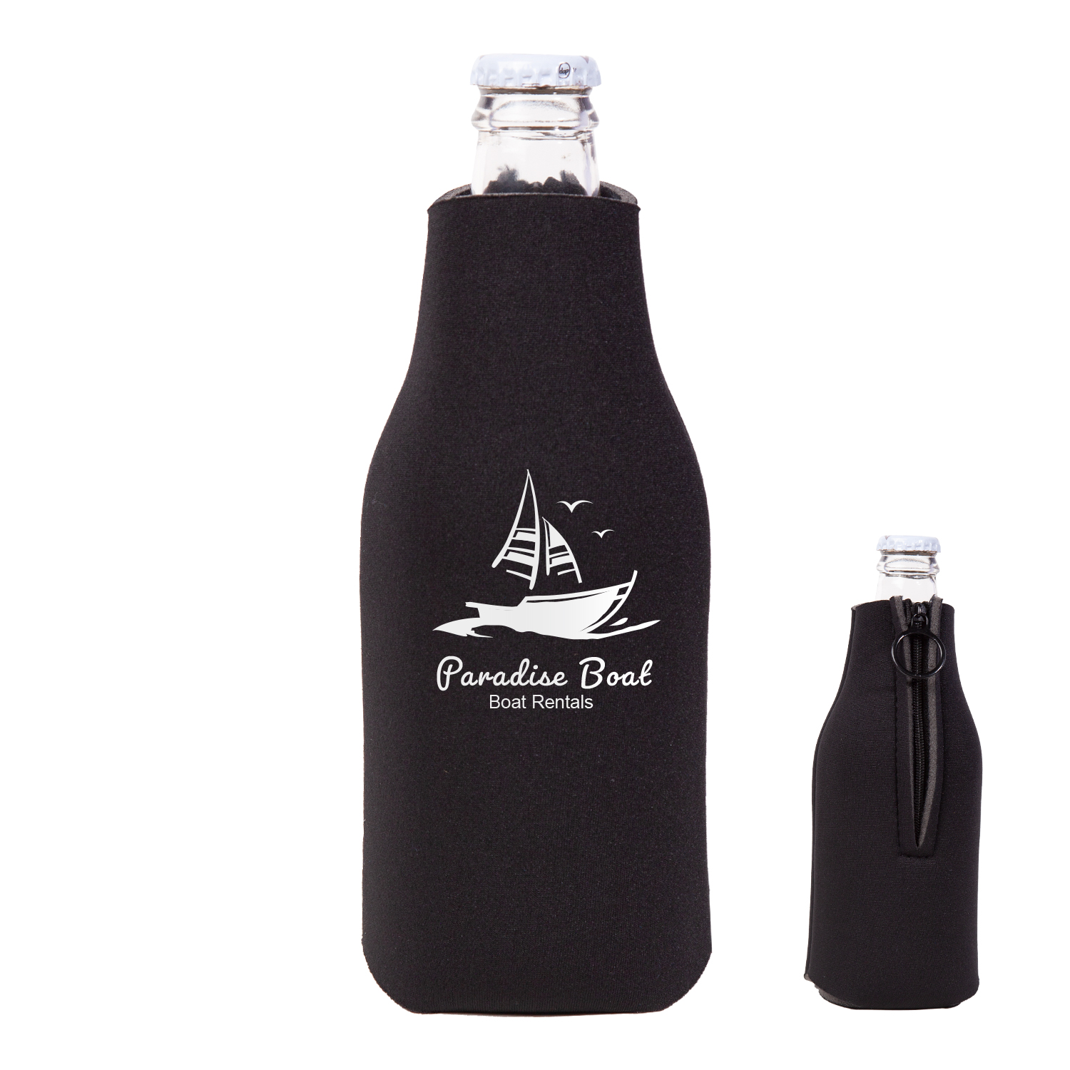 Zipper Beer Bottle Cooler (2 Color Imprint) 21