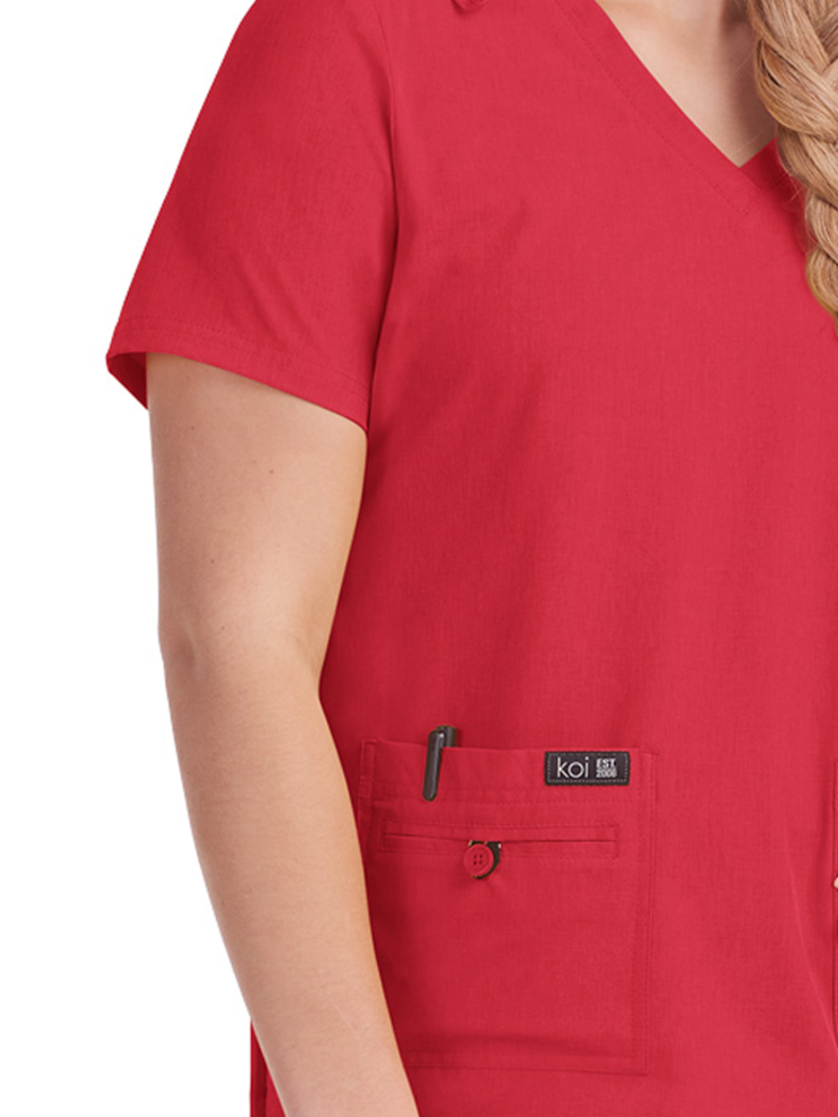 koi - Basics - Women's Four-Pocket Stretch V-Neck Becca Top 86