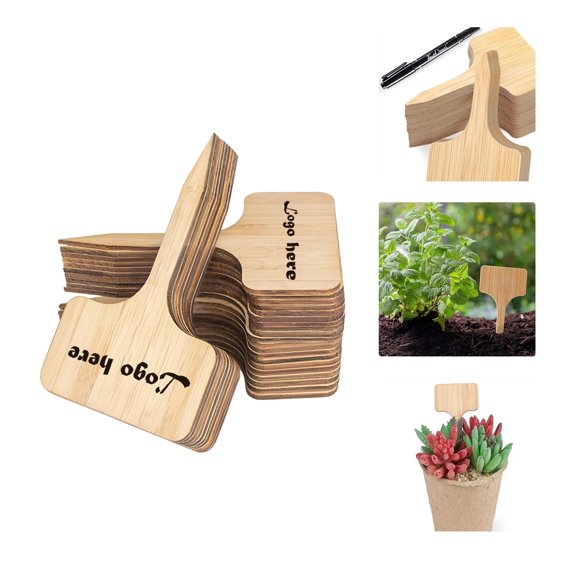 MOQ50 Wooden Plant Label Tags 3