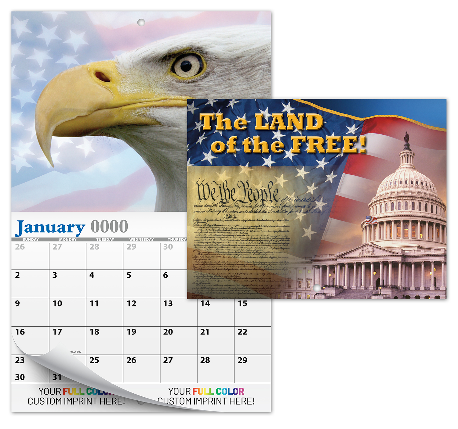 13 Month Custom Appointment Wall Calendar (High Gloss UV-Coated Cover)- LAND OF THE FREE 1