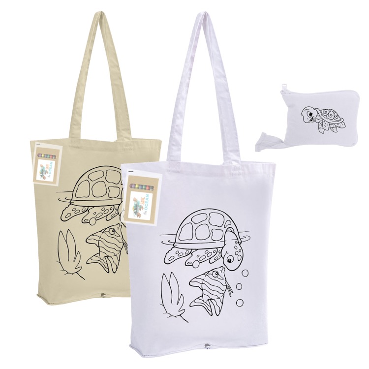Colouring Foldable Calico Bag, custom tote bag with logo imprint 3