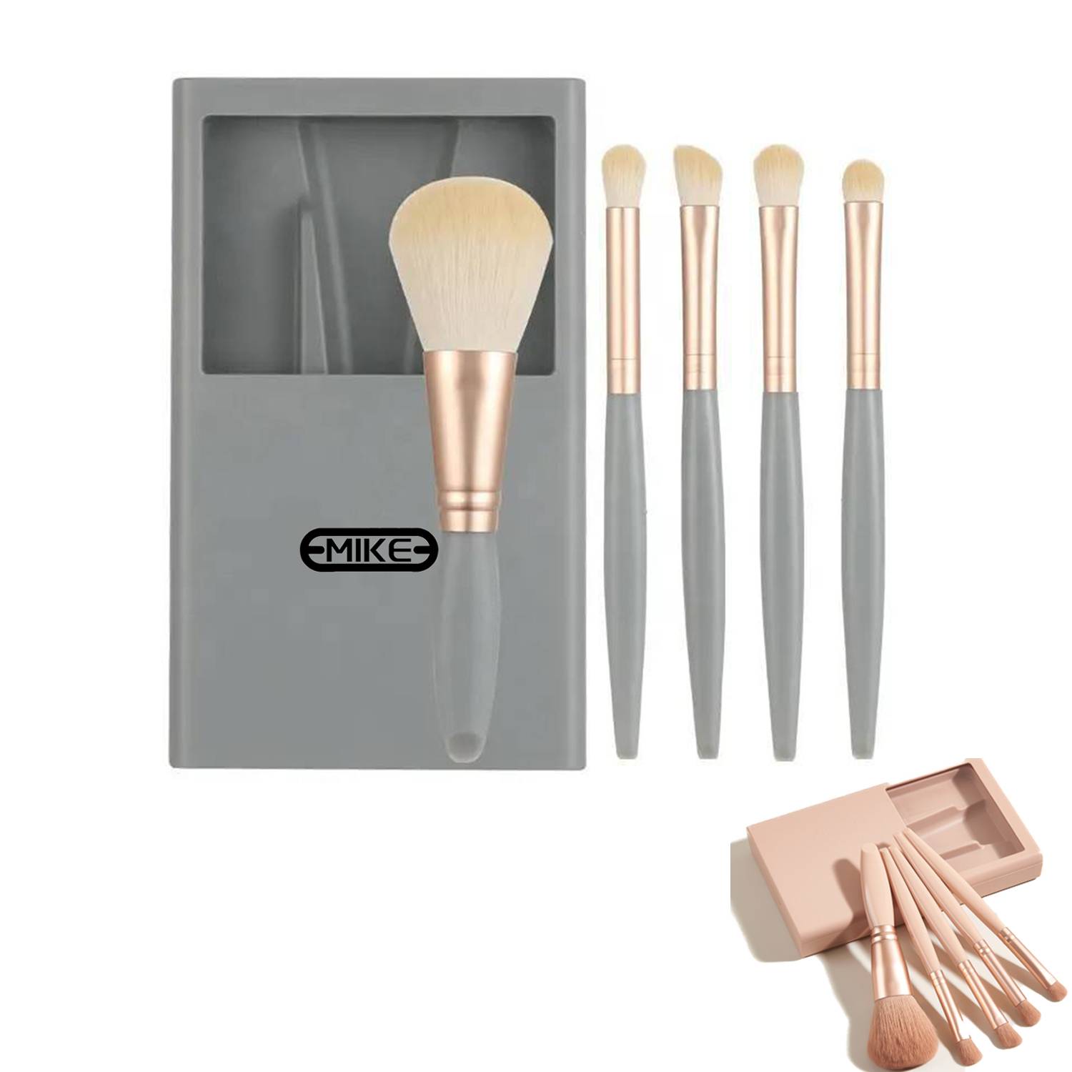 Mini 5Pcs Travel Makeup Brush Kits W/ Plastic Box 2