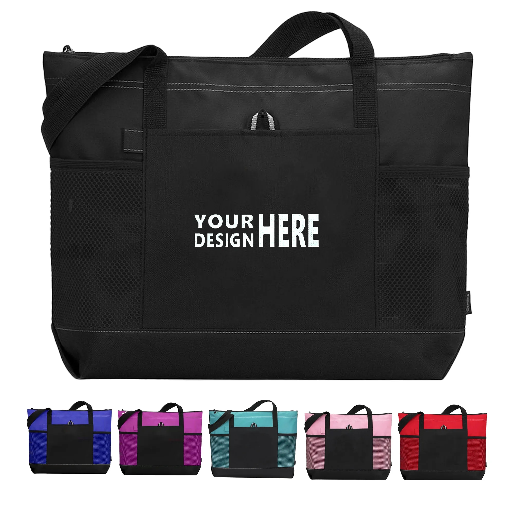 Casual Large Tote Bag w/Zipper & Pocket, custom tote bag with logo imprint 4