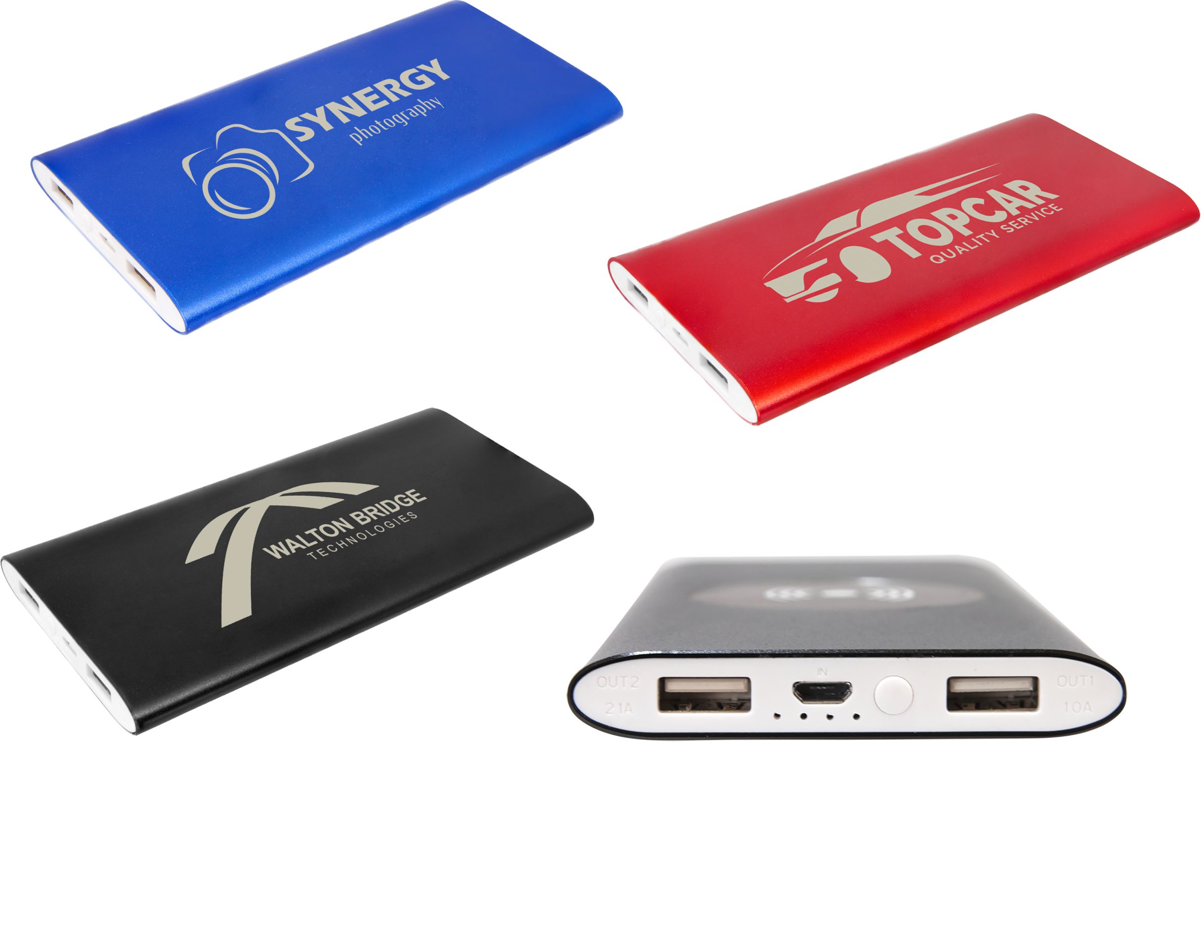 8000MAH Power Bank & Wireless Anodized Aluminum Charger w/USB Power Cord