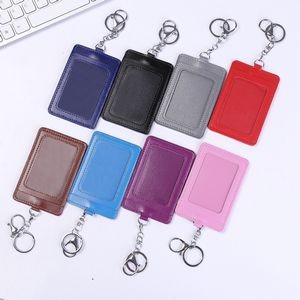 PU Leather 2 Pockets Card Holder Key Chain 21