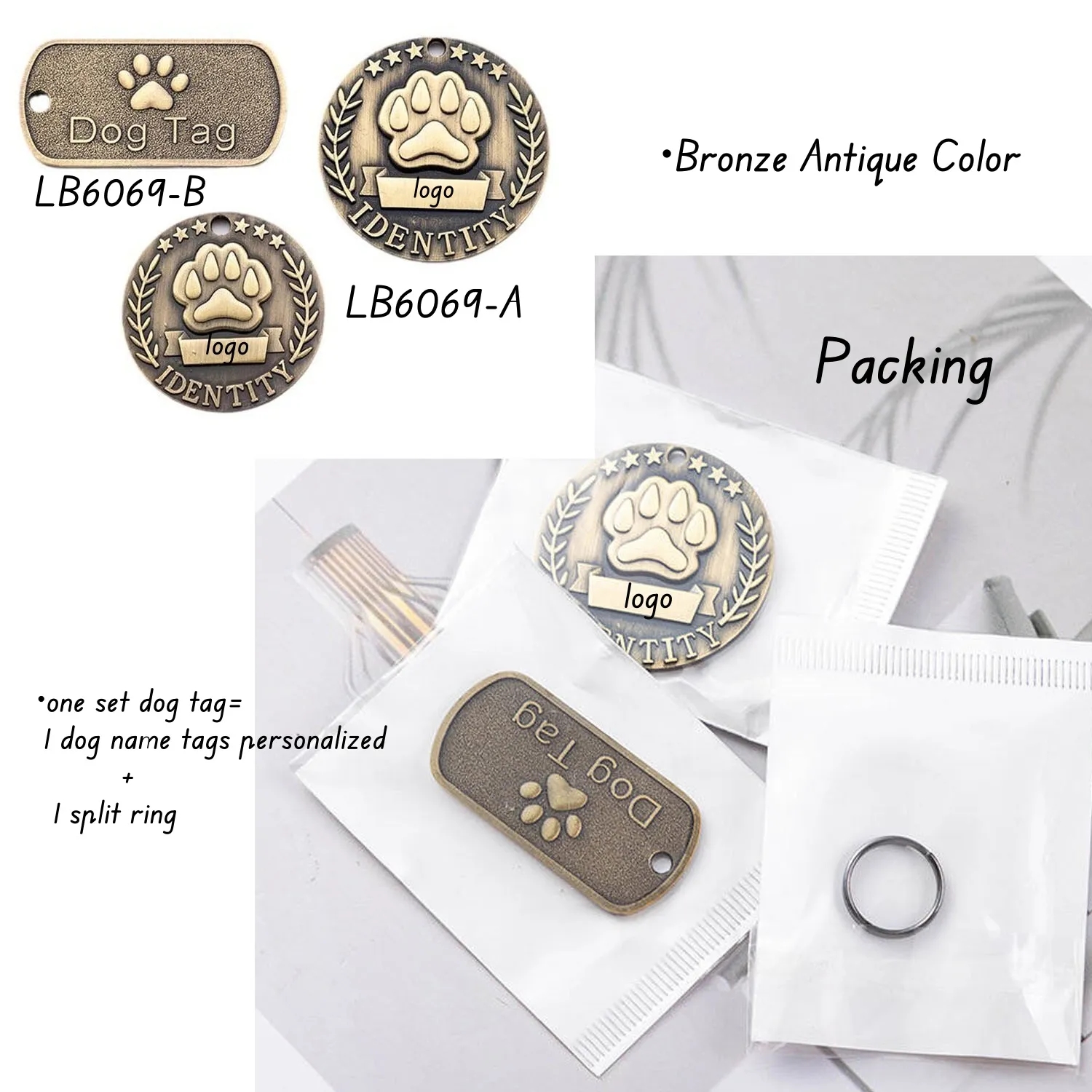 Custom Engraved Pet ID Antique Dog Tag Brass 4