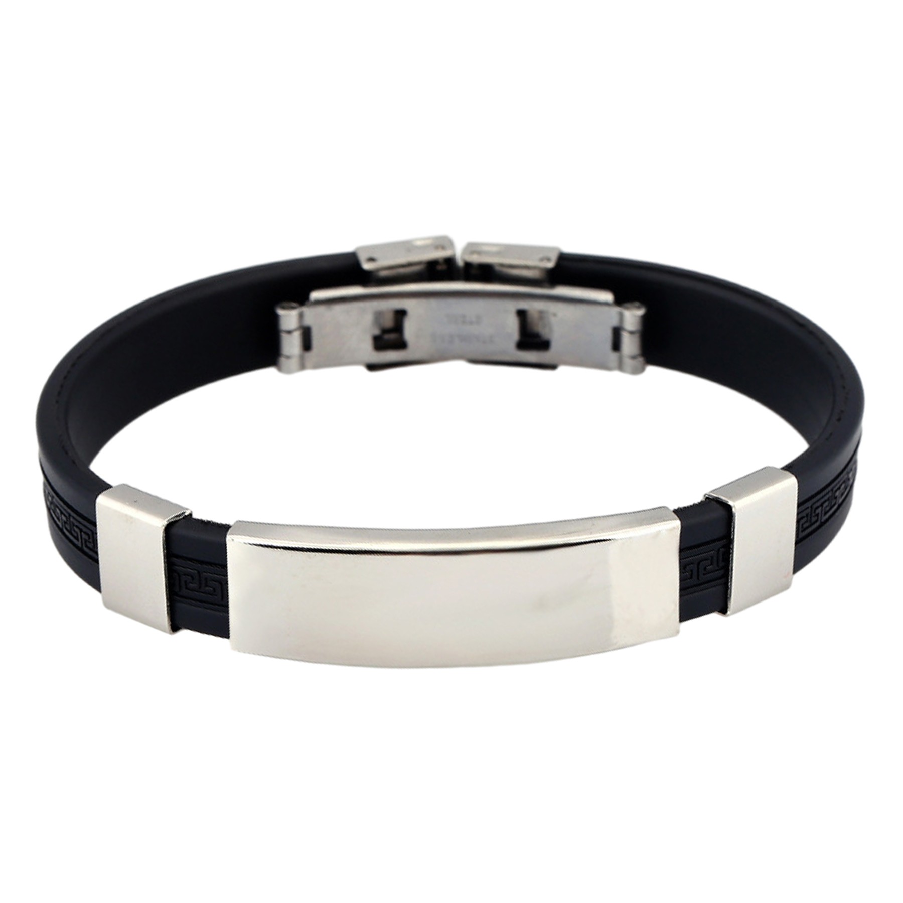 Customizable Engraving Stainless Steel Silicone Bracelets 4