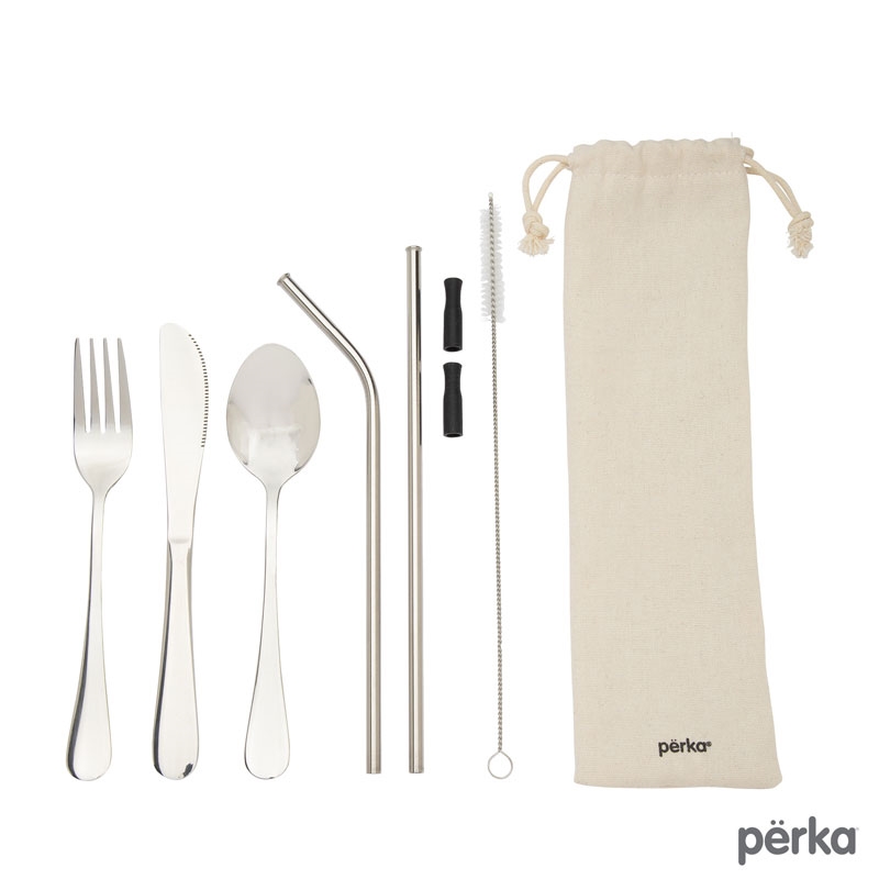 Perka® Castellana 6-Piece Steel Straw & Utensil Set 13