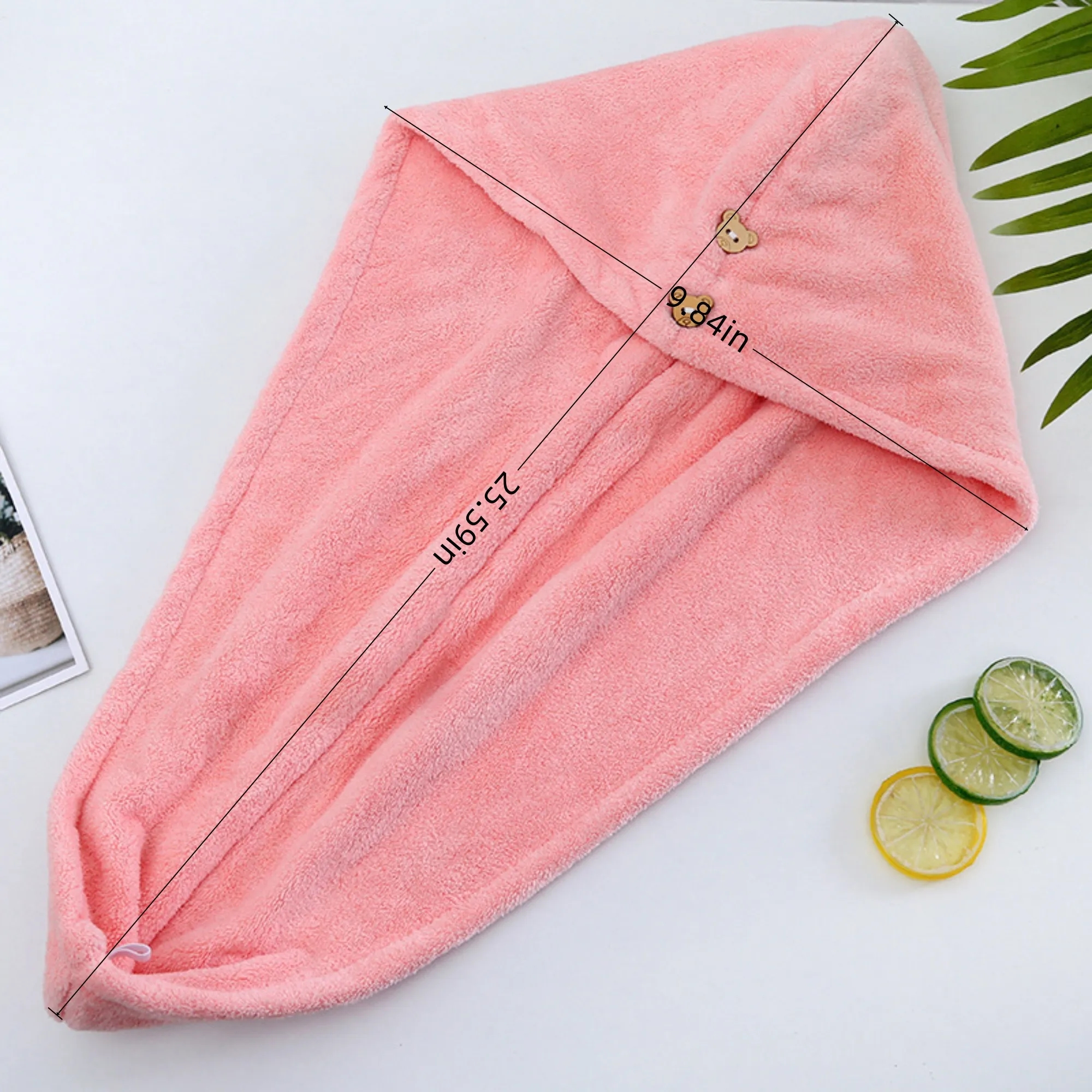 Coral Fleece Quick-Dry Hair Towel Bath Cap 2