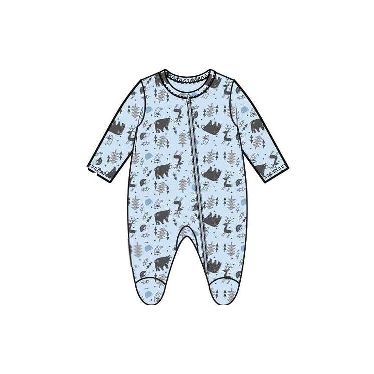 Boys' Cotton Sleep & Play Bodysuit Blue 0-9M 2