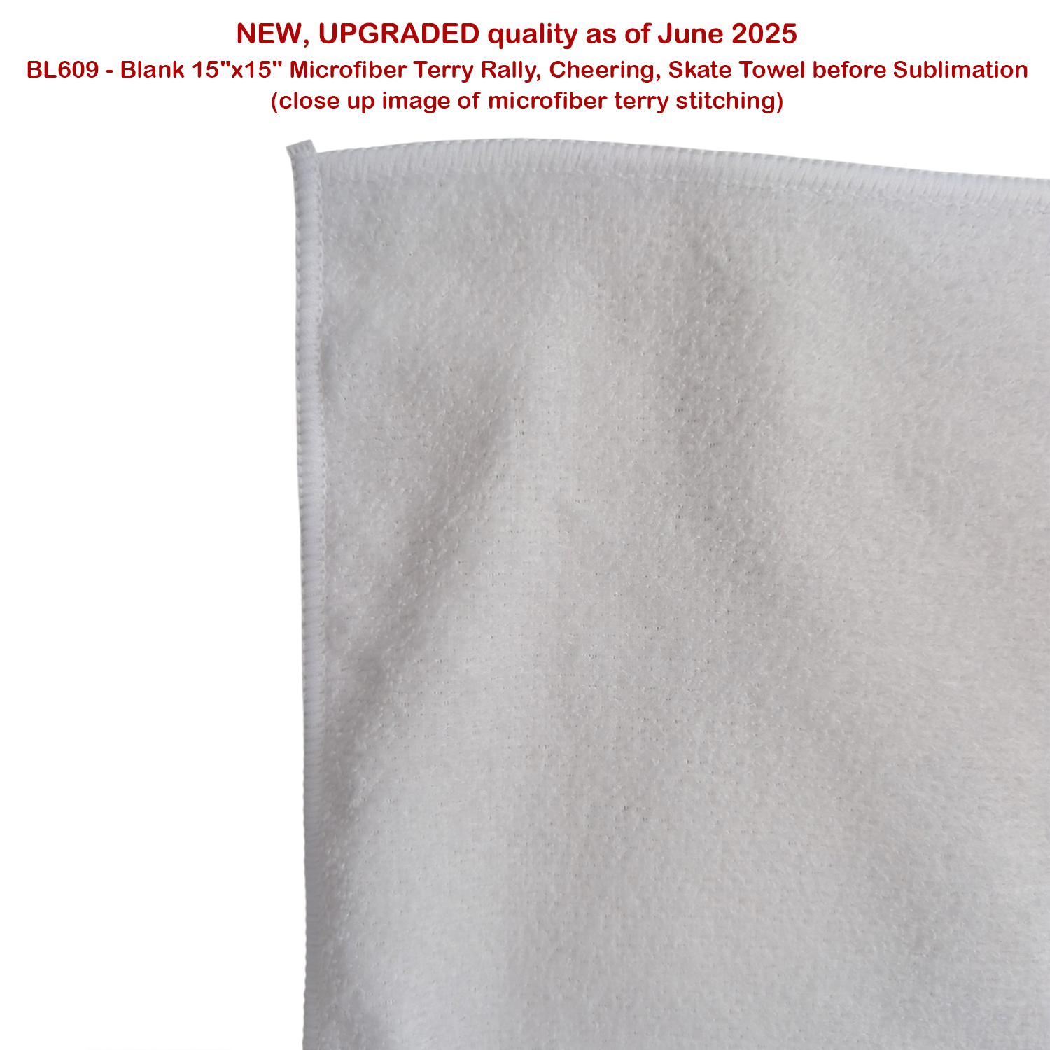 Colored Microfiber Dri-Lite Terry Rally, Sports, Skate Towel, 15x15 Sublimated Edge to Edge 1 side 8