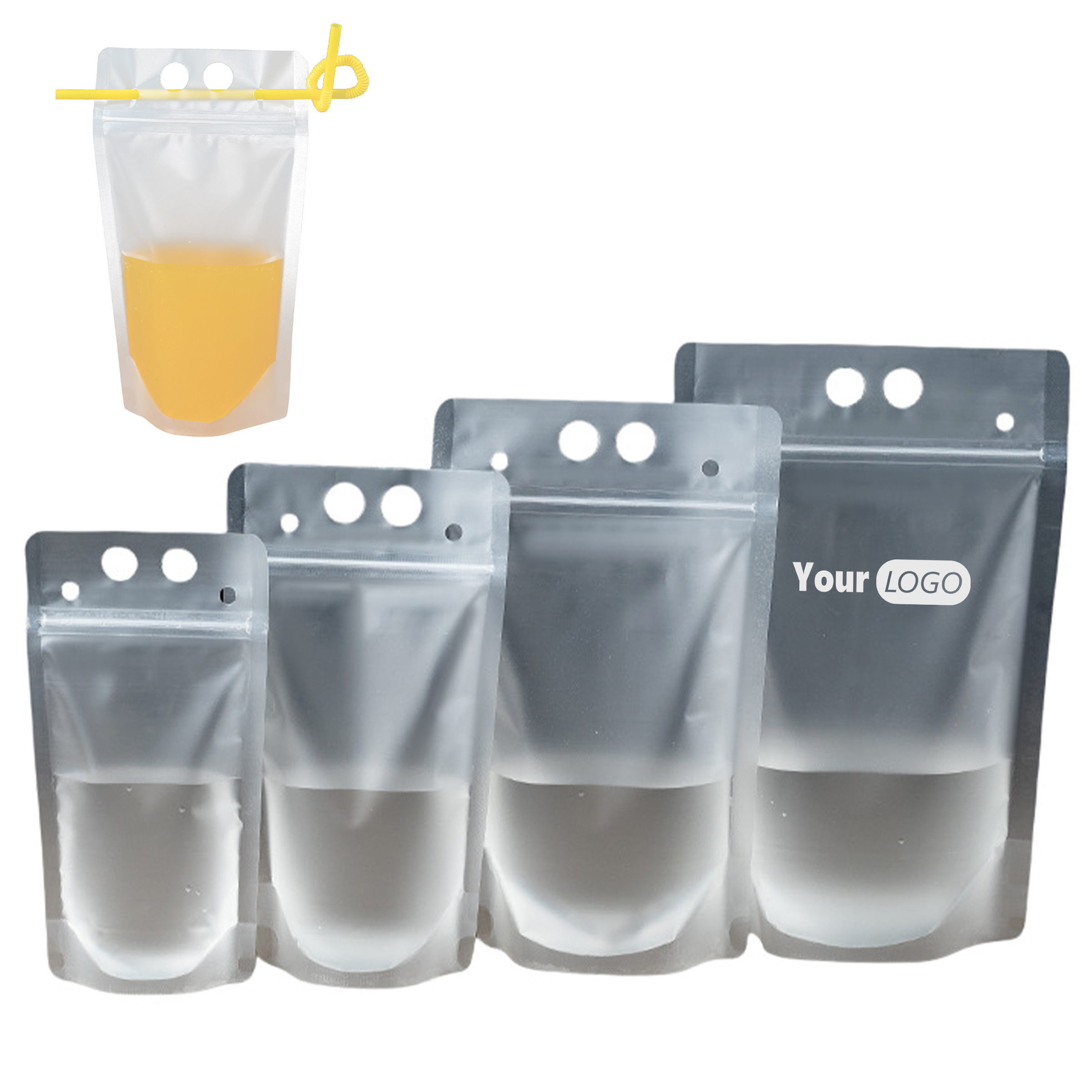 Plastic Reusable 16Oz Drink Pouches For Convenient, Eco-Friendly Sipping 1