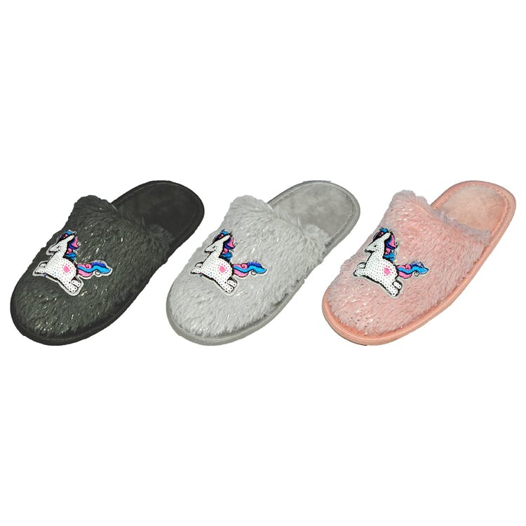 Girls' Fuzzy Slippers - Assorted Size 11- 4 Age 4-8 Years 2