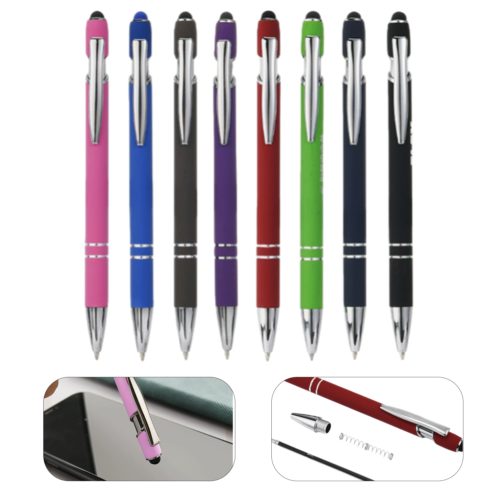 Soft Touch Stylus Metal Pen-Rose Gold Trim 2