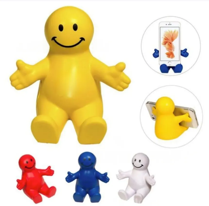 Squeezable Stress Reliever Colorful Smiley Face Phone Holder 3