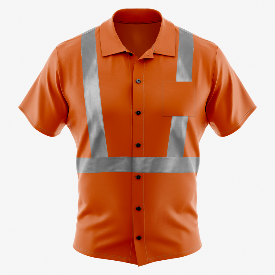 Sublimation Full-Button Poly Shirt w/ Reflective Tape - Men, Women, Kids 3