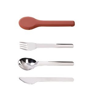 3 In 1 Stainless Steel Flatware Set Fork Knife Spoon With Silicone Pouch 15