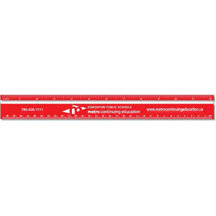.040 Clear Copolyester Ruler square corners (1.75" x 12.25") screen-printed in spot colour