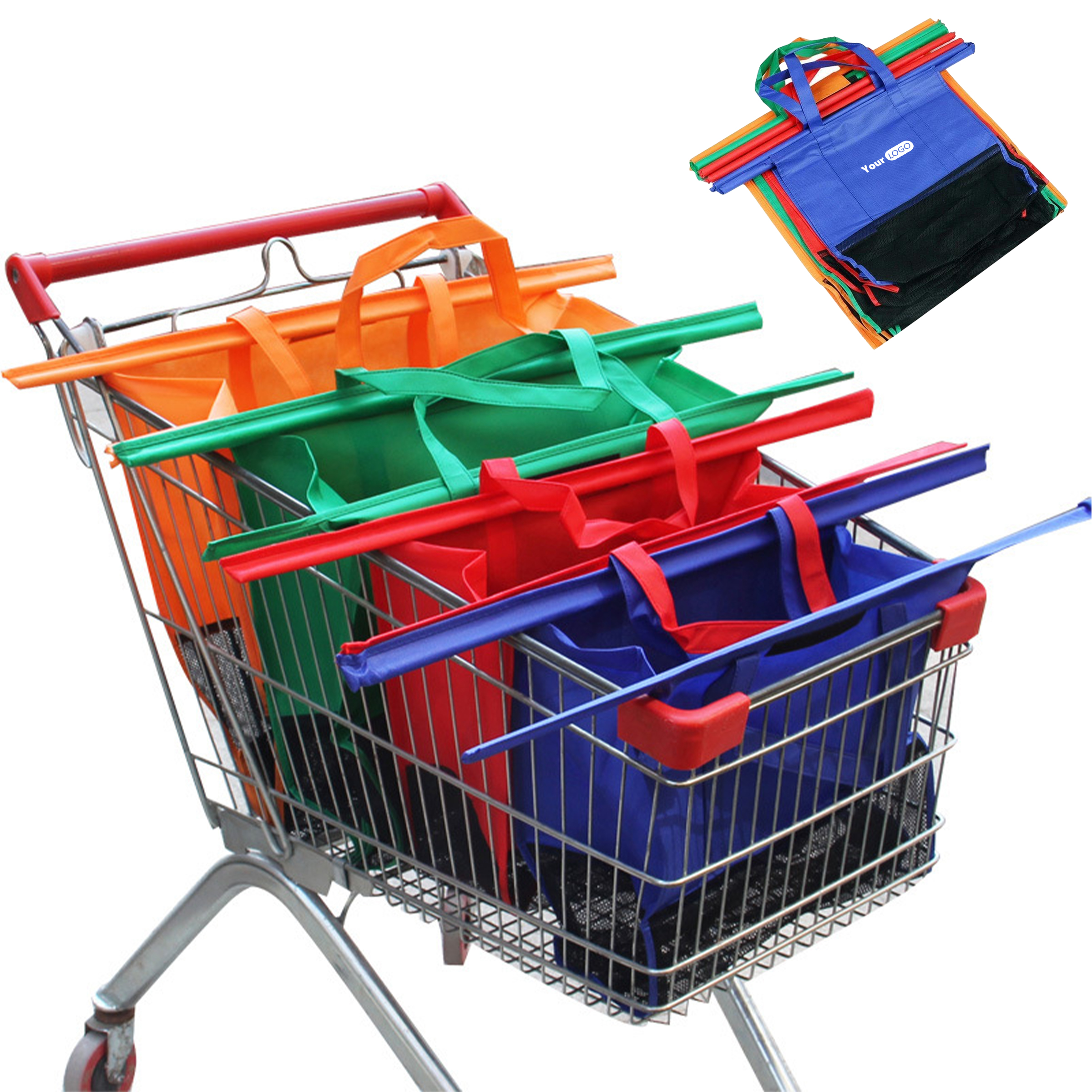 Non-Woven 4Pcs/set Foldable Cart Trolley Supermarket Shopping Storage Bag 1