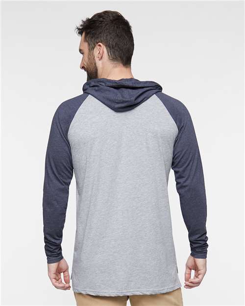 Unisex Fine Jersey Hooded Long Sleeve Raglan Tee - 6917 15
