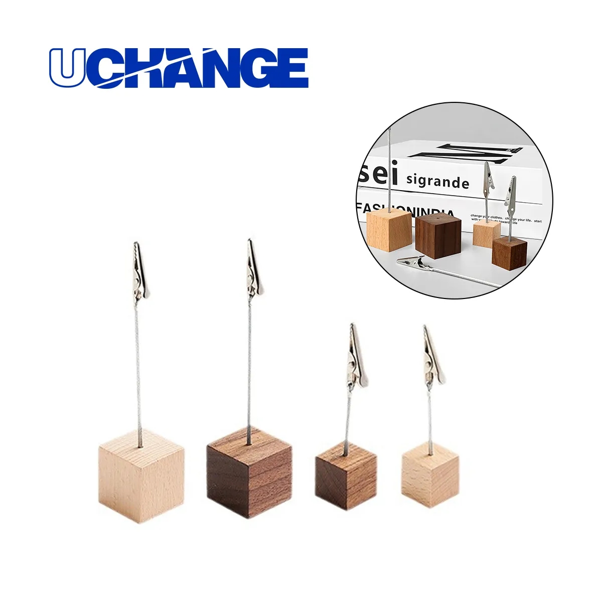 Wood Cube Memo & Photo Clip Holder 4