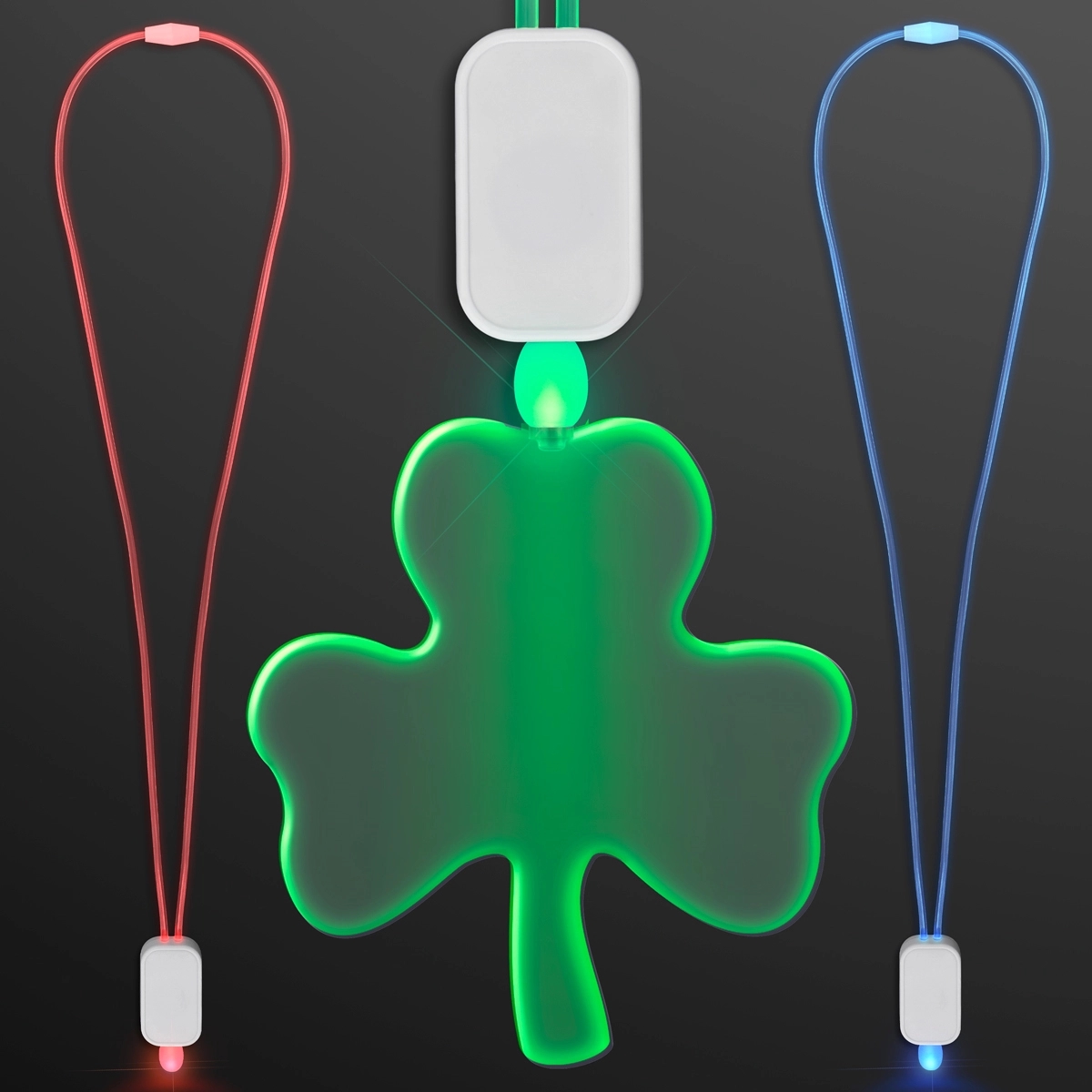 LED Neon Lanyard with Acrylic Shamrock Pendant 4