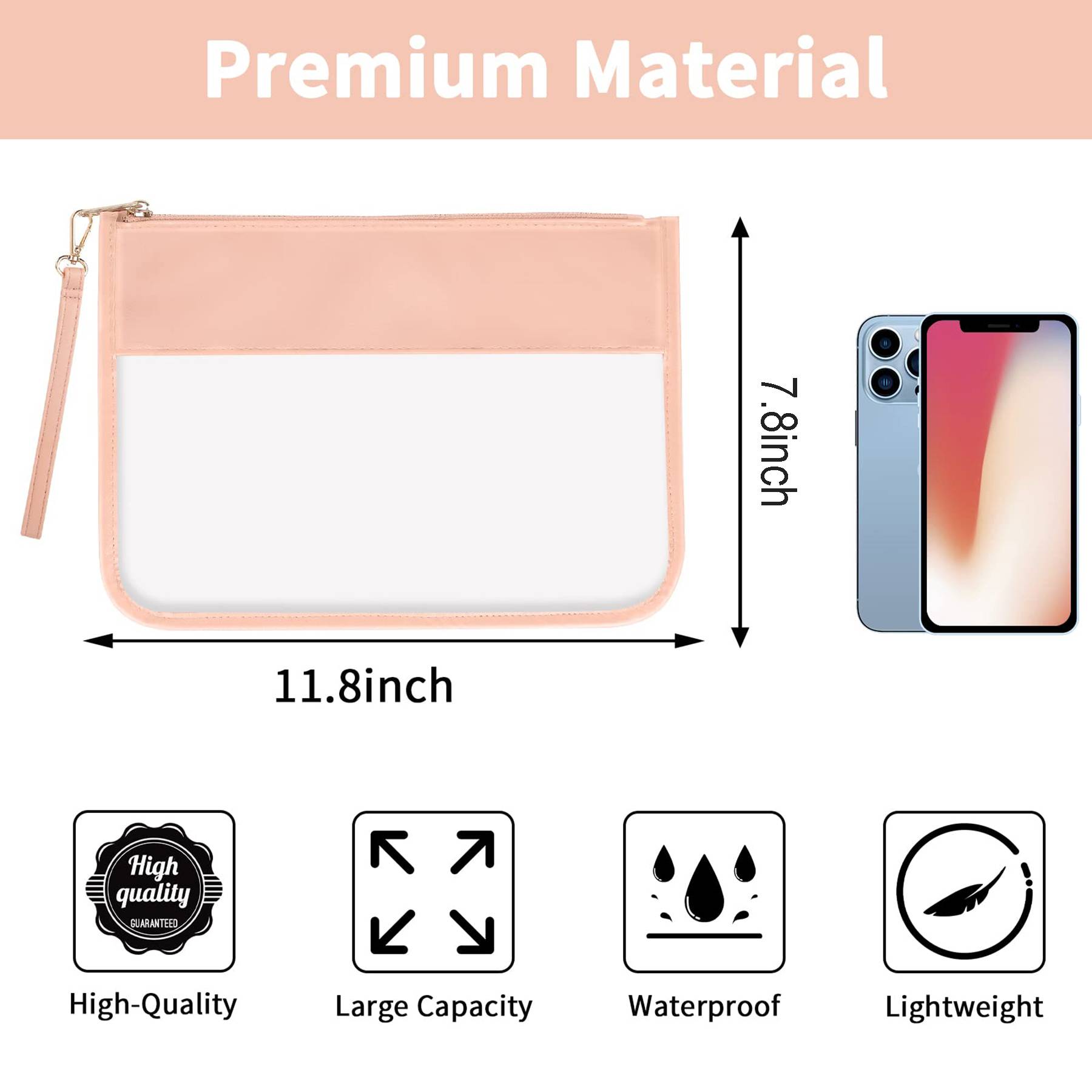 Travel Makeup Bag Clear Zipper Pouch 9