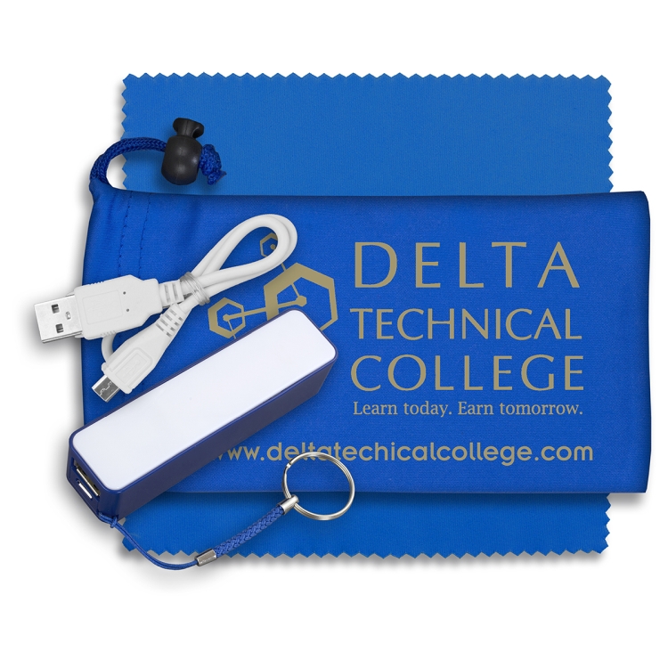 Mobile Tech Power Bank Accessory Kit in Microfiber Cinch Pouch 4