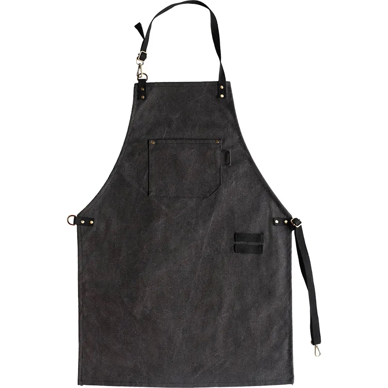 Adjustable Uniform Cafe Kitchen Working Canvas Bib Apron 2