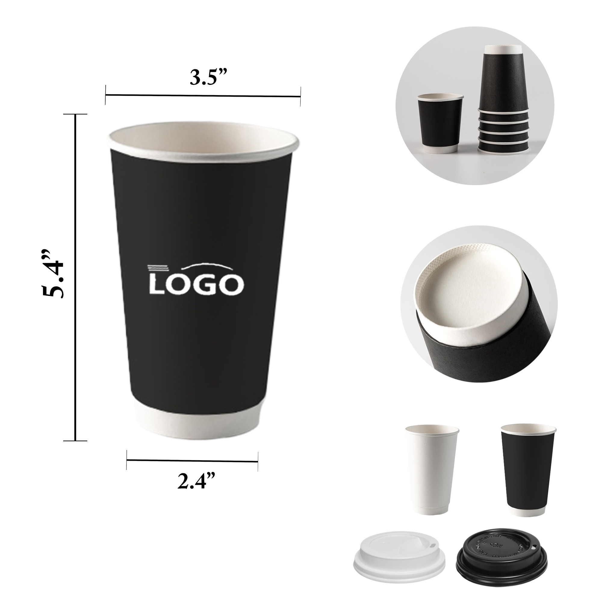 MOQ500 Insulated Thick Double Layer Coffee Cups 2