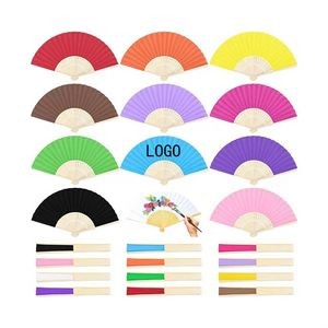Custom Printing DIY Foldable Handheld Bamboo Paper Fan 9
