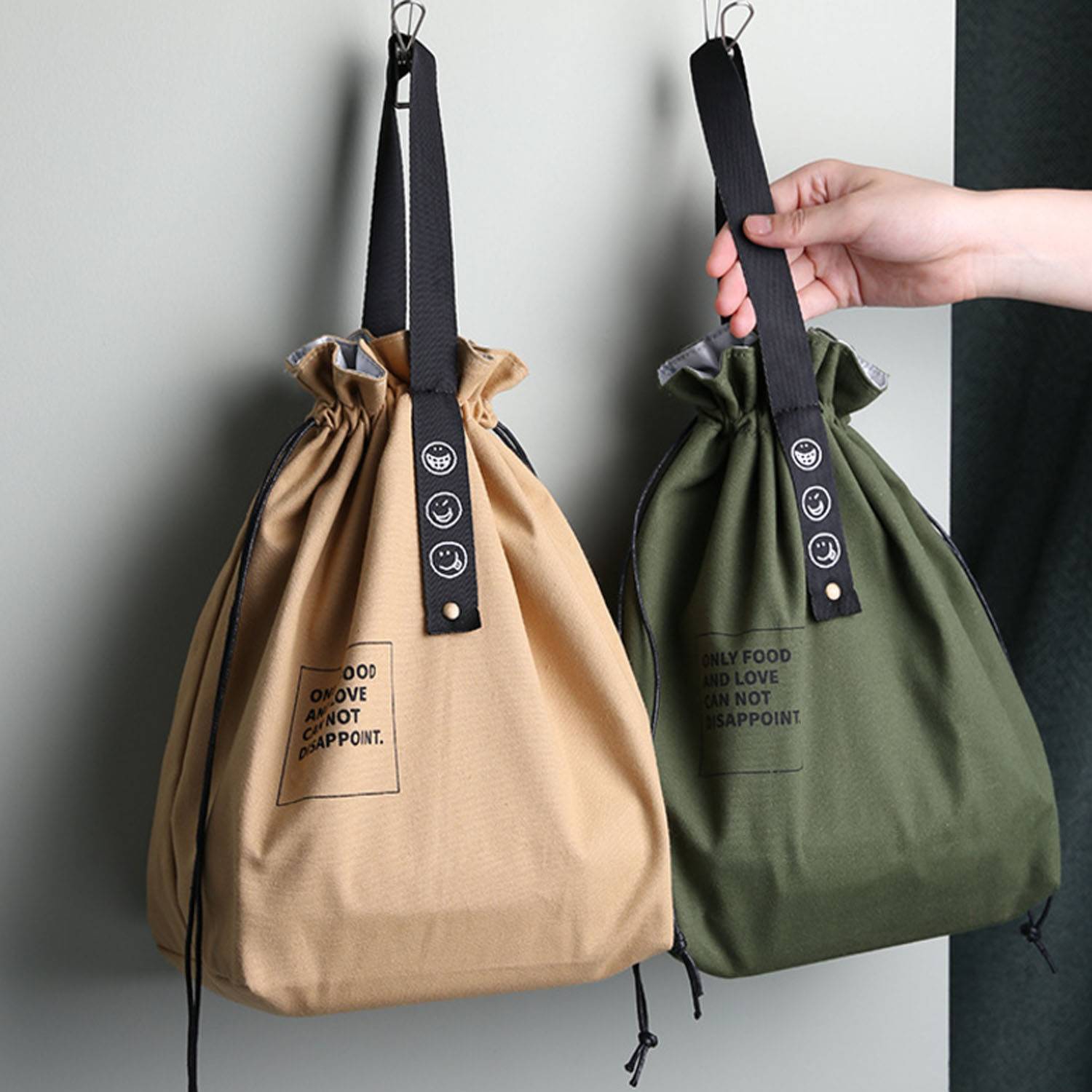 Drawstring Cotton Lunch Bag 5