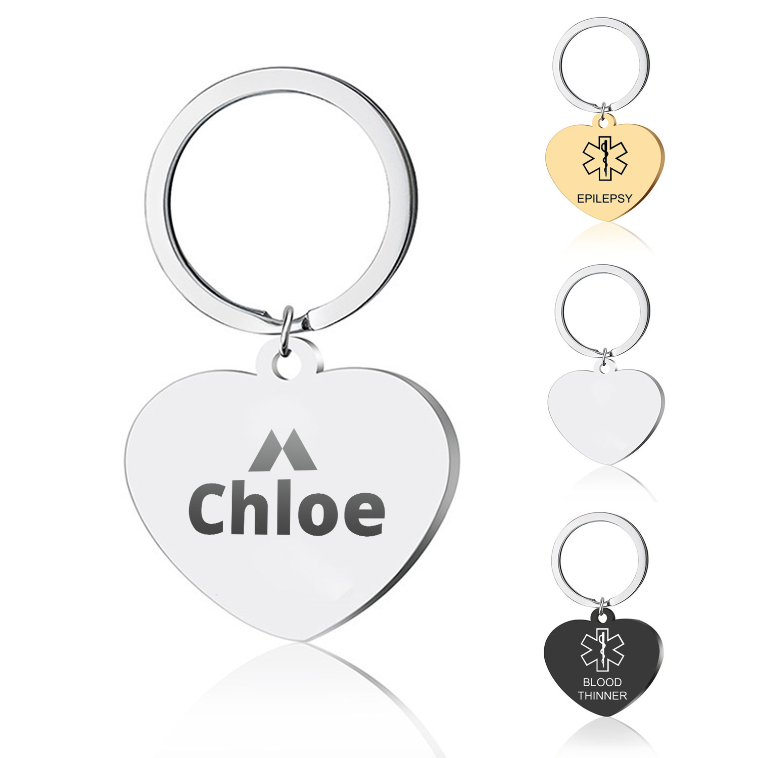 Heart-shaped Metal Pendant Key Chain 2