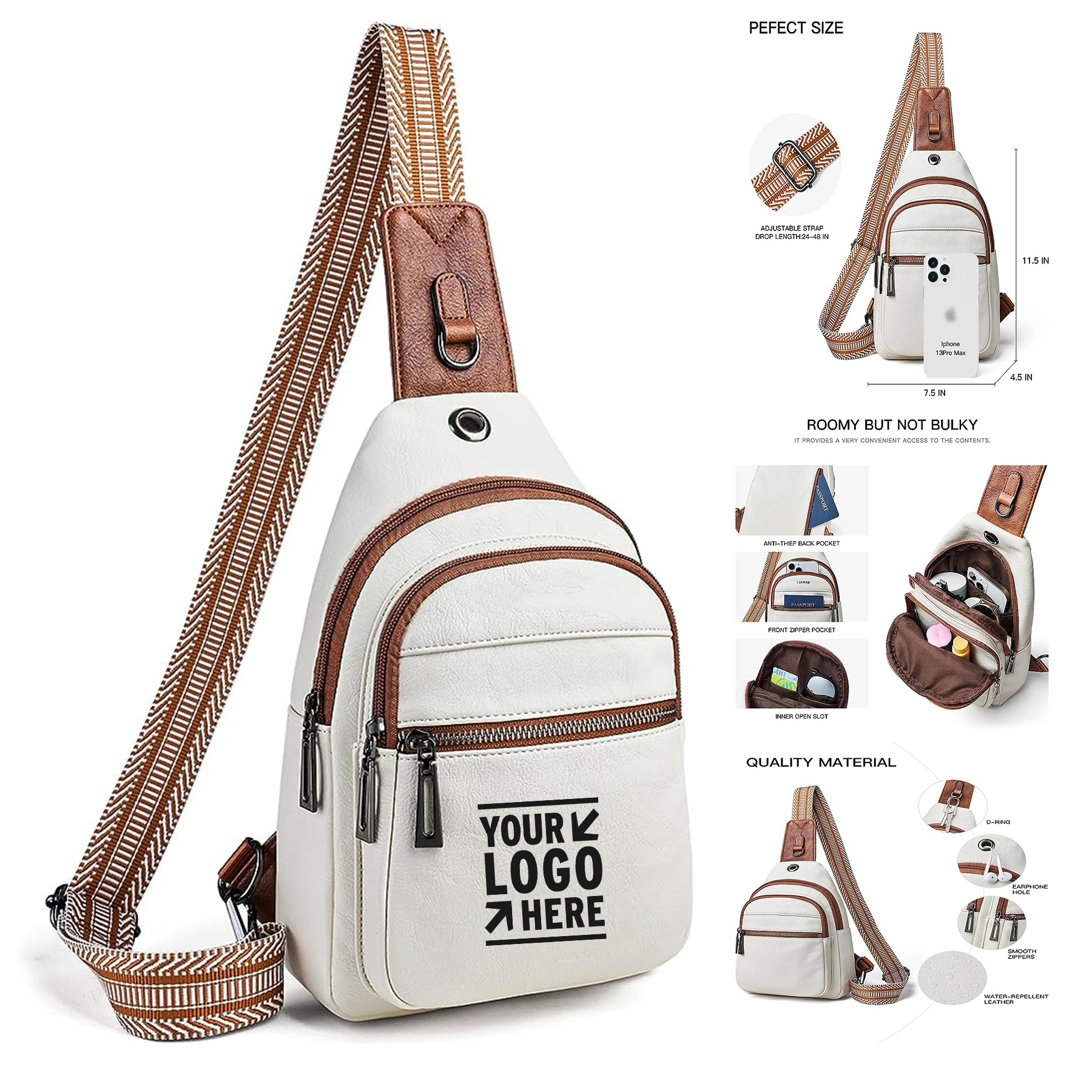 Women Faux Leather Anti Theft Small Casual Backpack Fanny Pack Crossbody Chest Sling Bags Purse 2