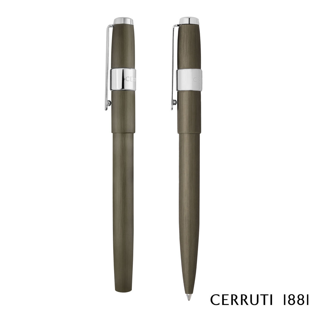 Cerruti 1881® Block Brushed Ballpoint Pen & Fountain Pen Set 2