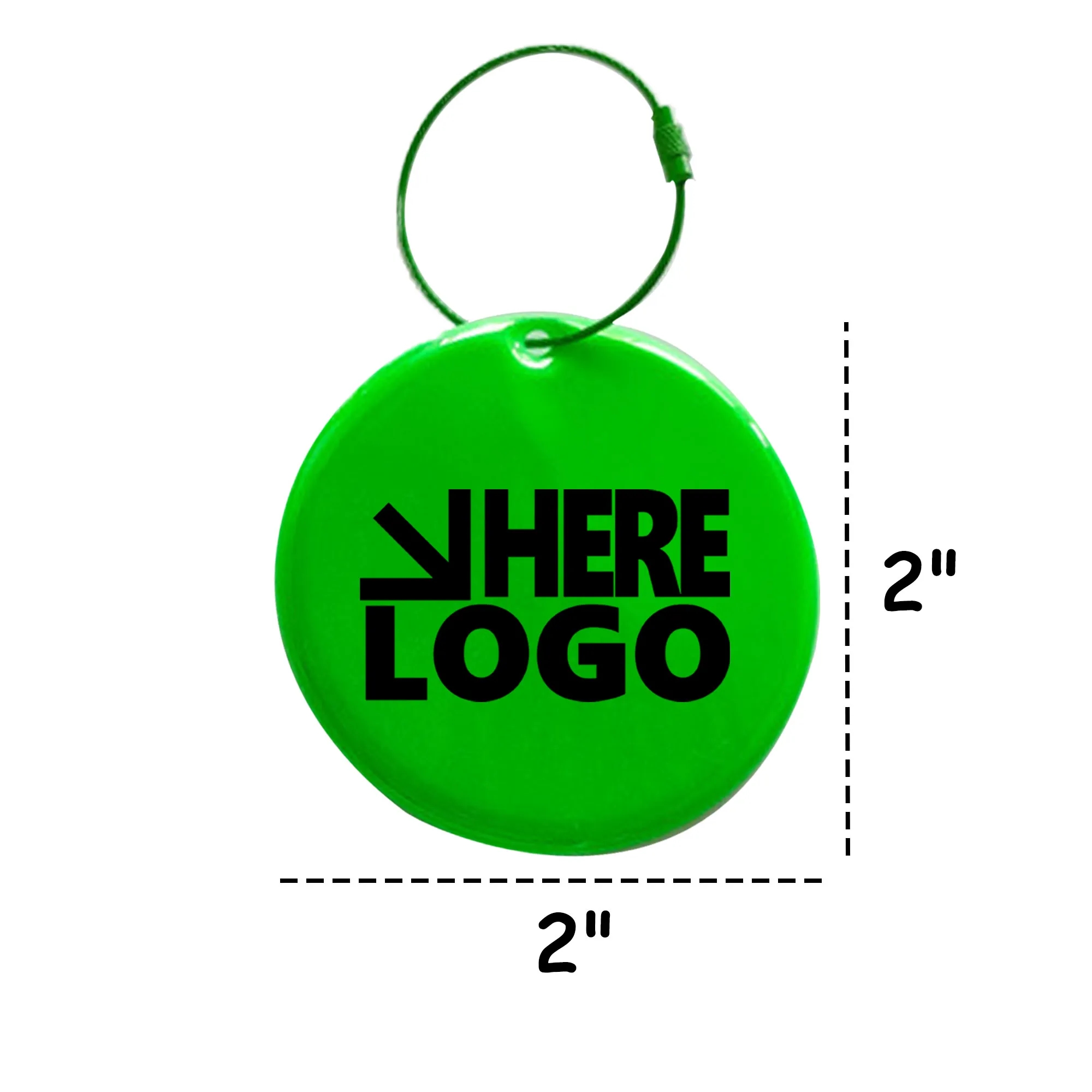 MOQ 100 Round PVC Reflective Circular Pendant 2"x 2" 2