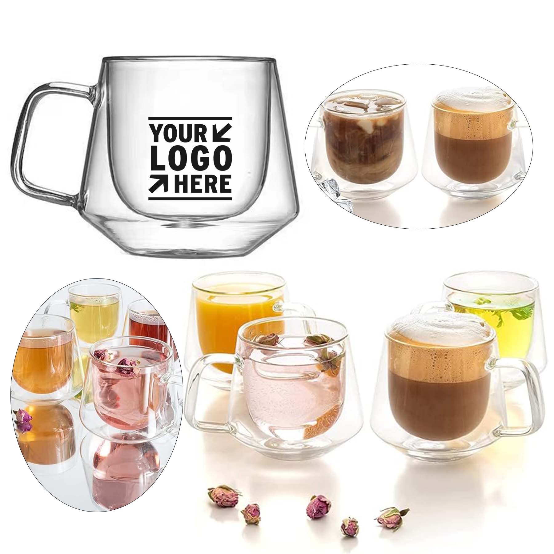 7.5 Oz Double Wall Glass Cup Insulated Clear Coffee Tea Mug With Handle 2