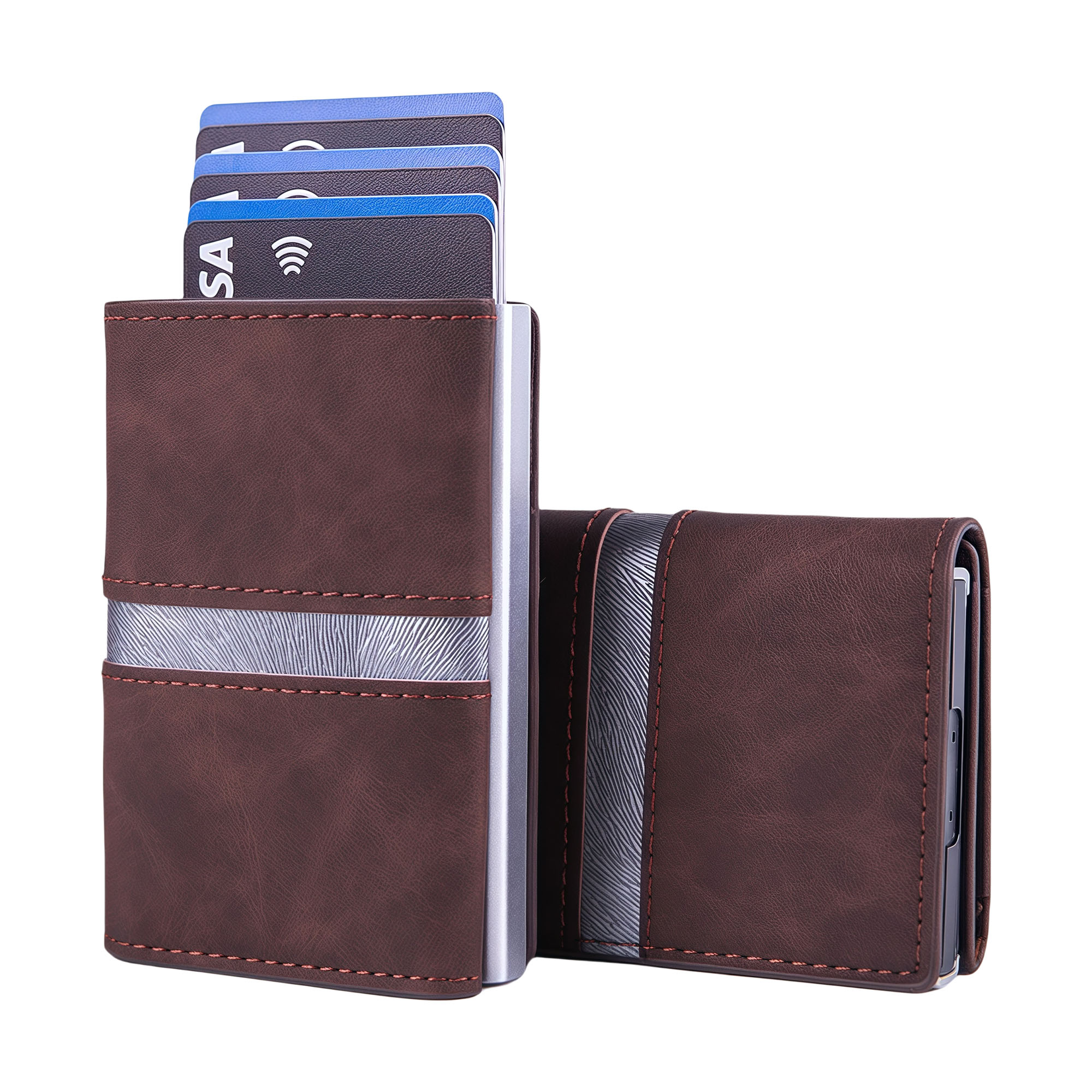 RFID Blocking Carbon Fiber Aluminum Credit Card Holder Men's Wallet 5