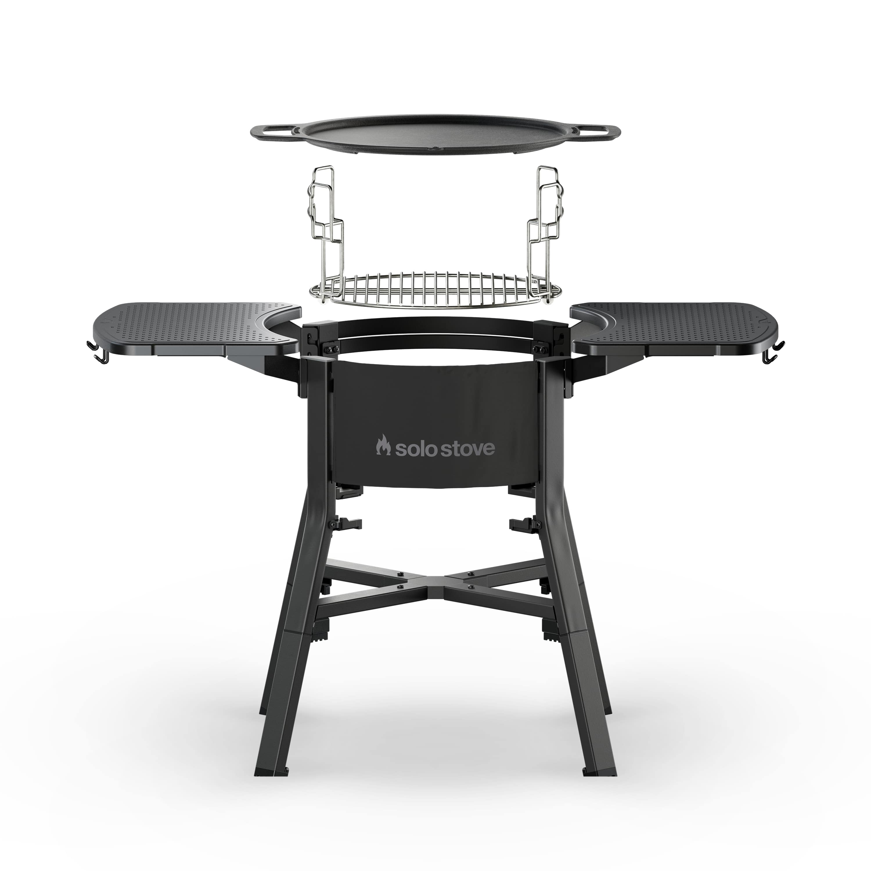 Solo Stove - Bonfire 19.5" Fire Pit Cast Iron GRIDDLE Cookout Bundle with Stand 4
