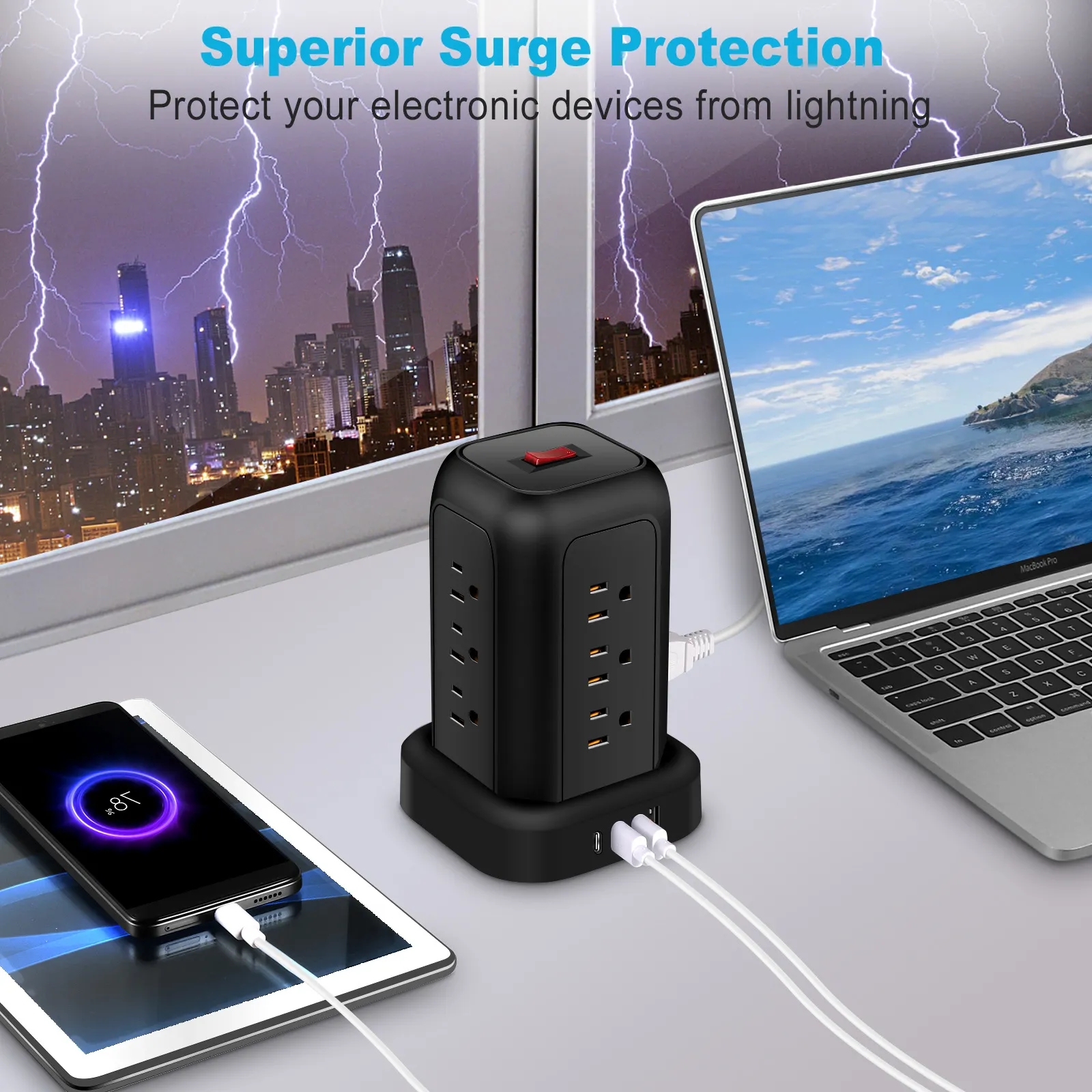 Multi Plug Outlet Extender Charging Station 3