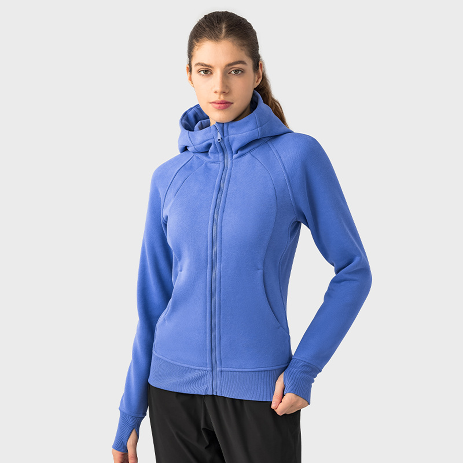 Women's Casual Cotton Long Sleeve Full Zip Hoodies 3