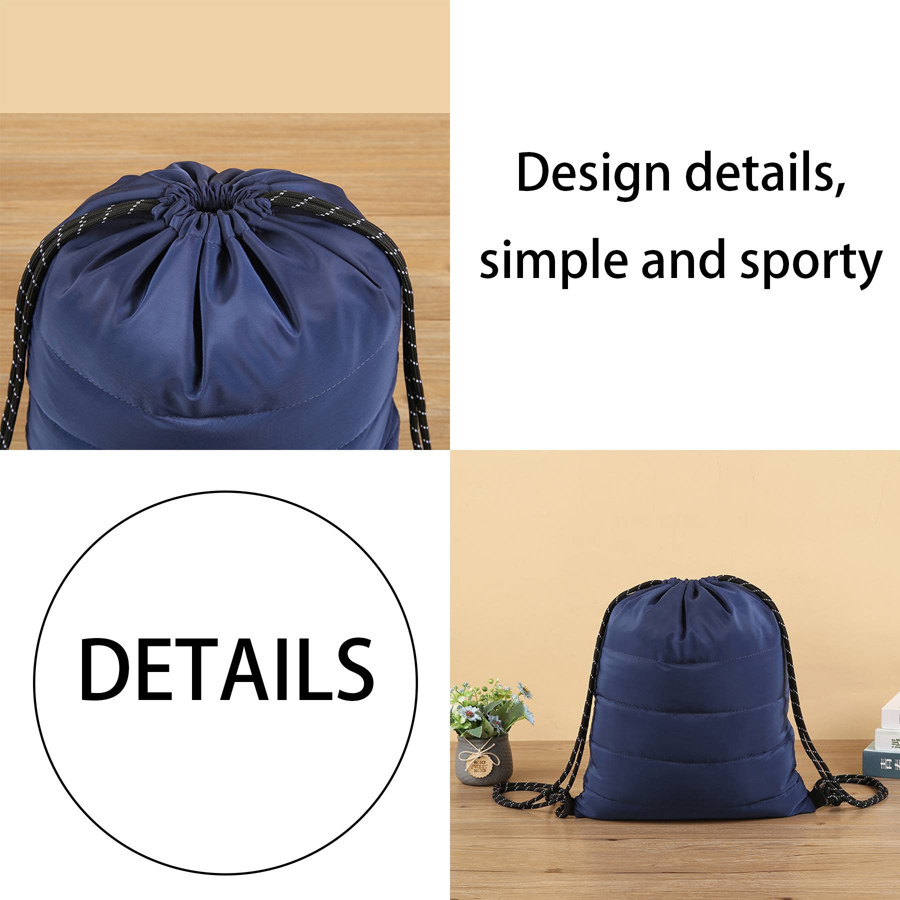 Polyester Portable Drawstring Cuff Sports Storage Bag 4