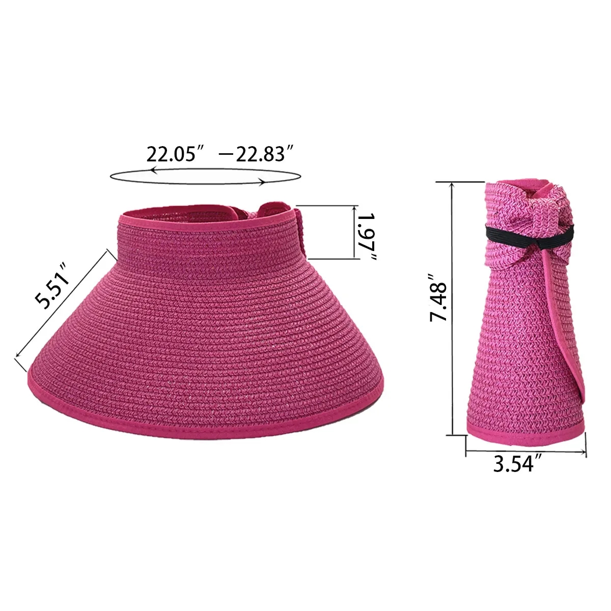 Women's Foldable Wide Brim Roll Up Summer Sun Visor Hat 4