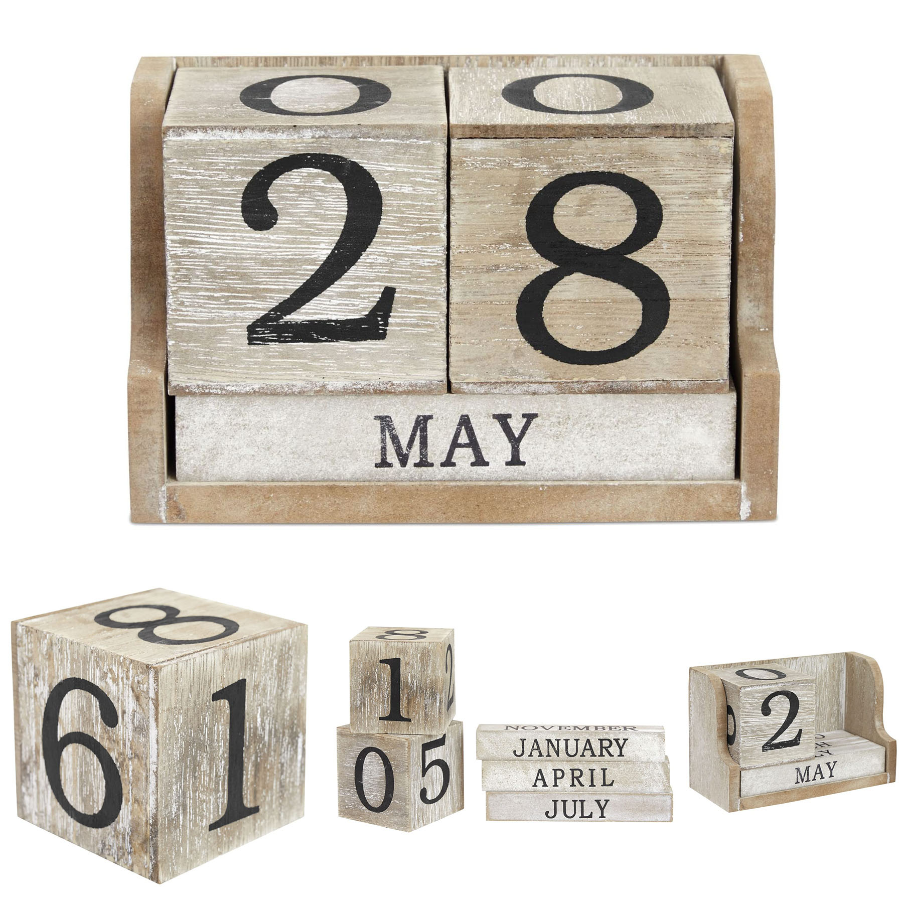 Wooden Perpetual Block Calendar for Desk 2