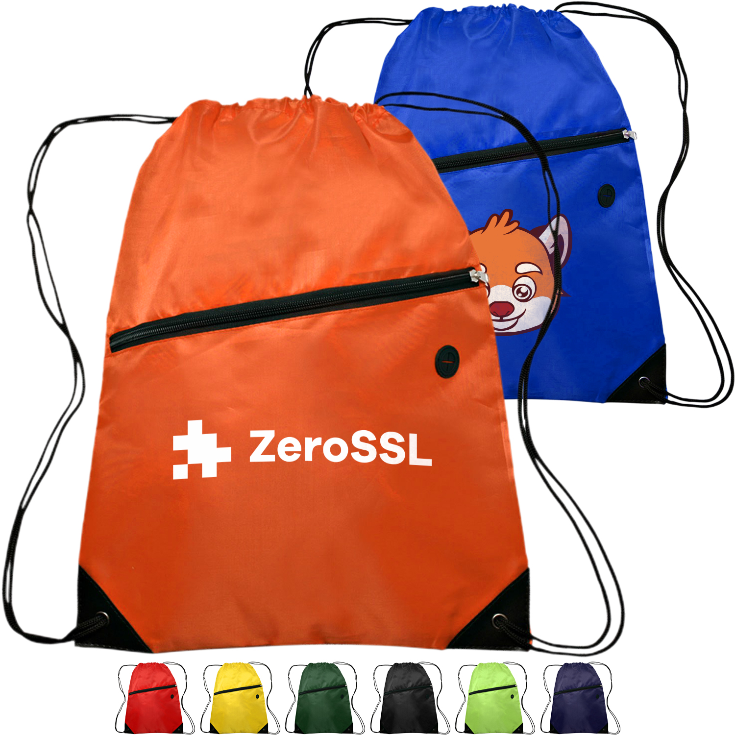 Drawstring Sports Bag with Front Zipper Pocket & Earphone Slot 4